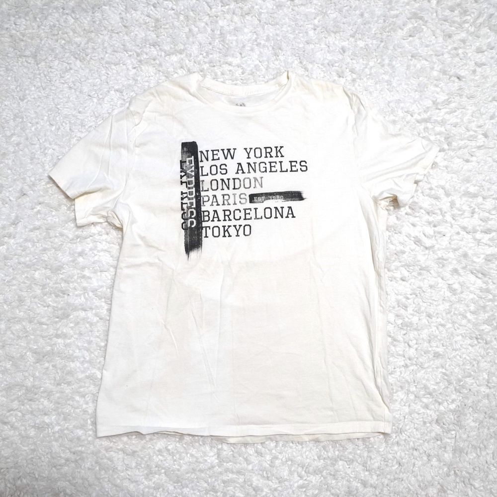 Express White Short Sleeve Shirt Mens Size XL